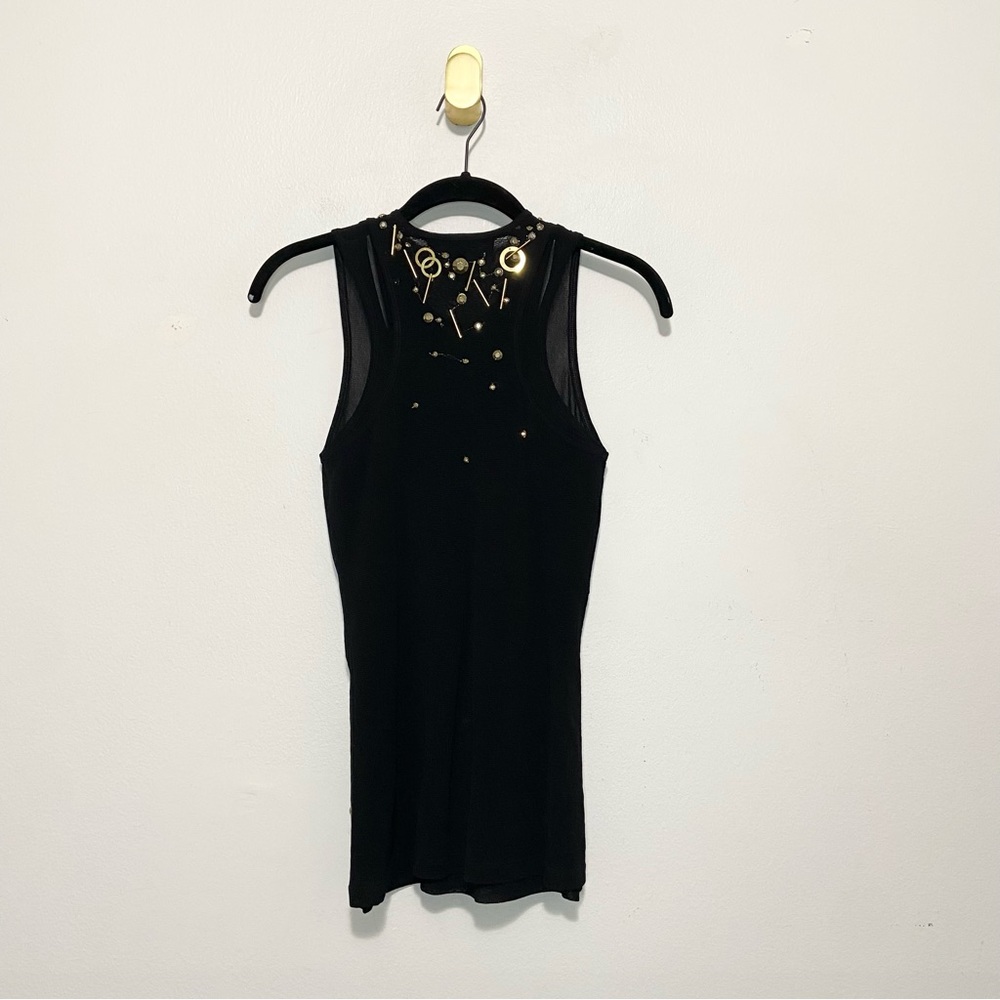Robert Rodriguez Black Gold Embellished Double Layer Racerback Tank Top - Picture 4 of 7